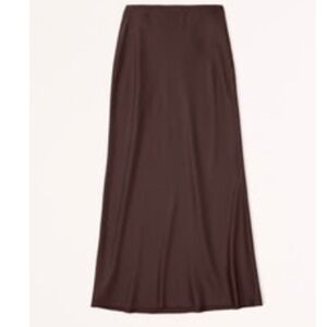 Abercrombie Satin Column Maxi Skirt - Dark Brown (L)